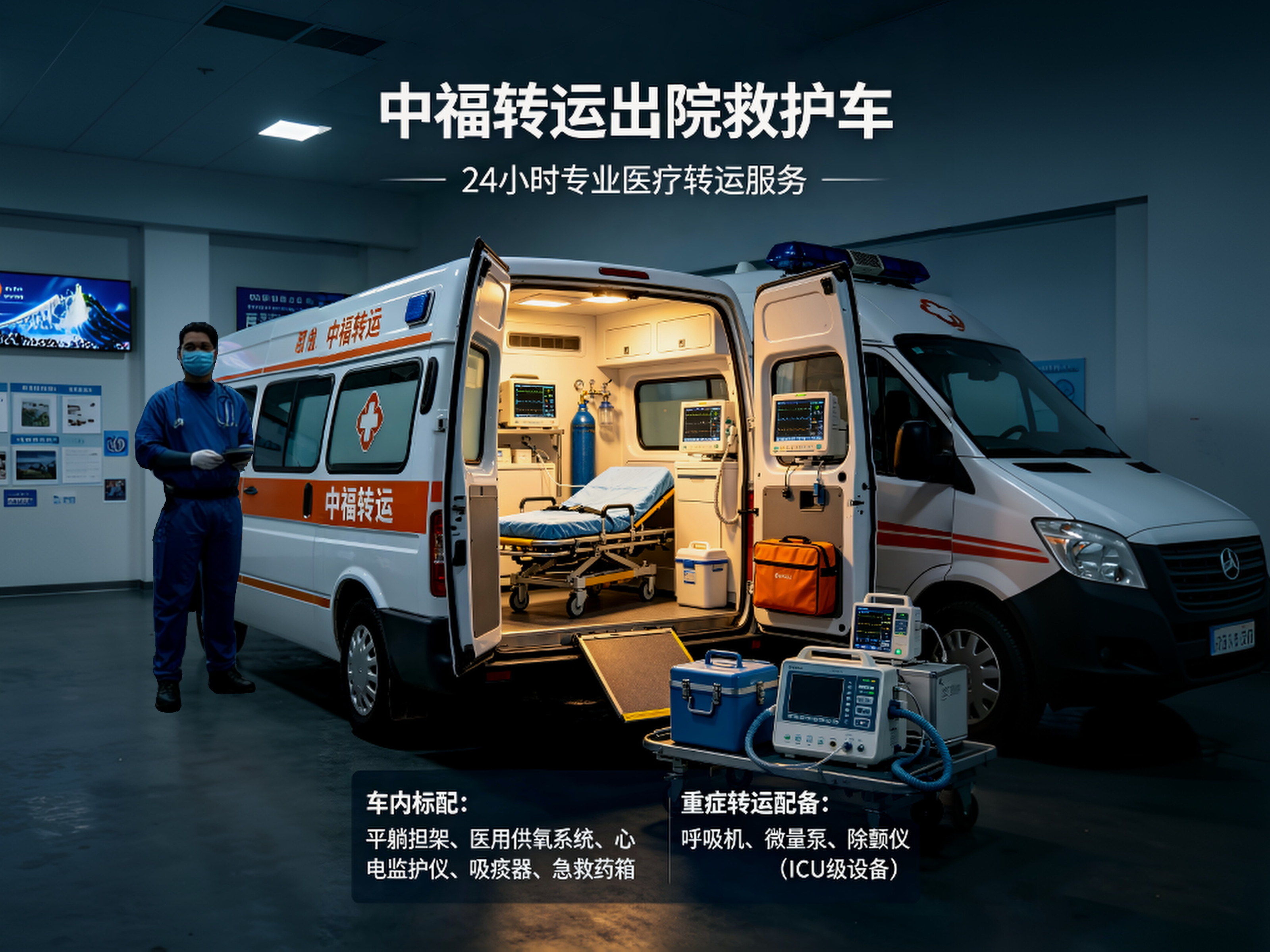 转运车内担架与监护设备